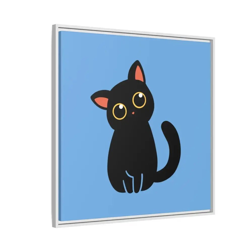 Adorable Black Cat Framed Canvas Art – Perfect for Cat Lovers - FloofChonk