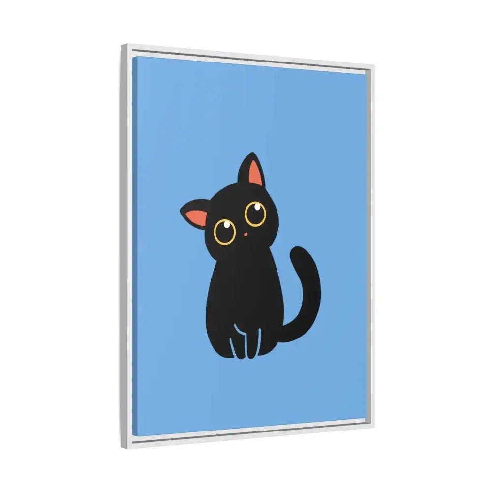 Adorable Black Cat Framed Canvas Art – Perfect for Cat Lovers - FloofChonk