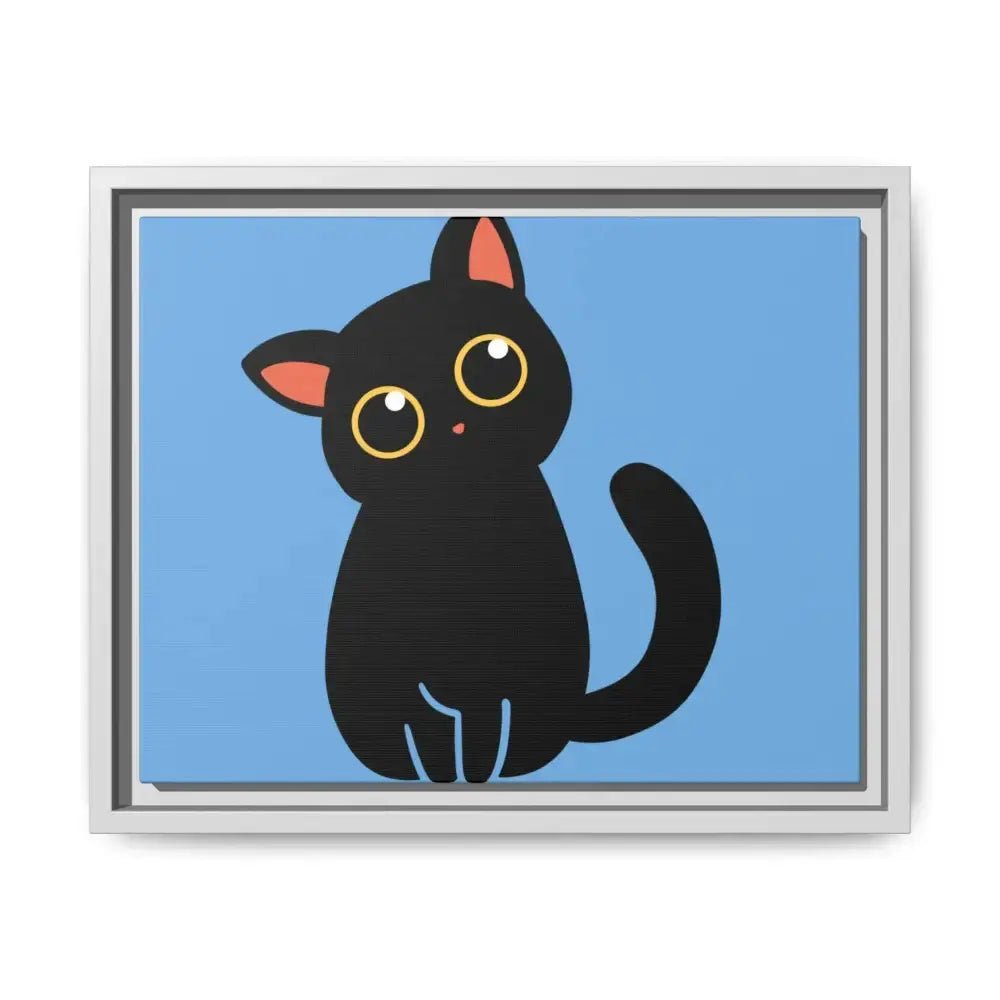 Adorable Black Cat Framed Canvas Art – Perfect for Cat Lovers - FloofChonk