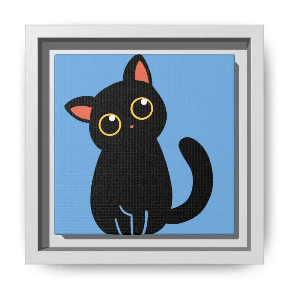 Adorable Black Cat Framed Canvas Art – Perfect for Cat Lovers - FloofChonk