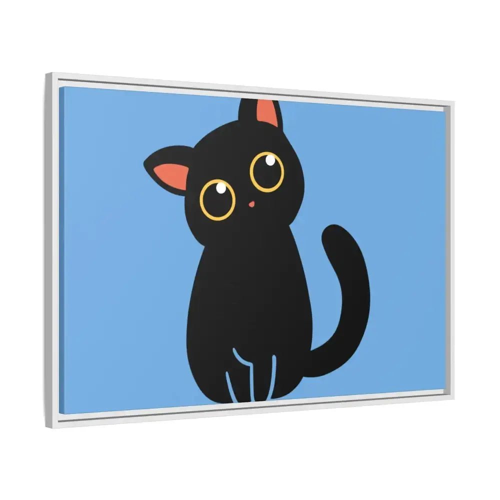 Adorable Black Cat Framed Canvas Art – Perfect for Cat Lovers - FloofChonk