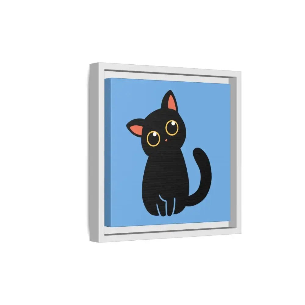 Adorable Black Cat Framed Canvas Art – Perfect for Cat Lovers - FloofChonk