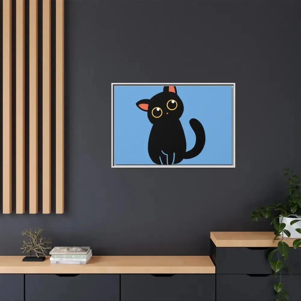 Adorable Black Cat Framed Canvas Art – Perfect for Cat Lovers - FloofChonk