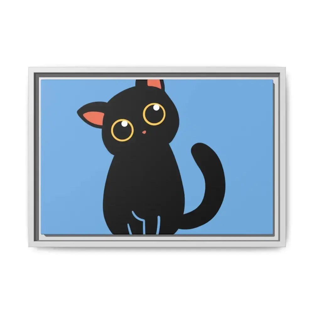 Adorable Black Cat Framed Canvas Art – Perfect for Cat Lovers - FloofChonk