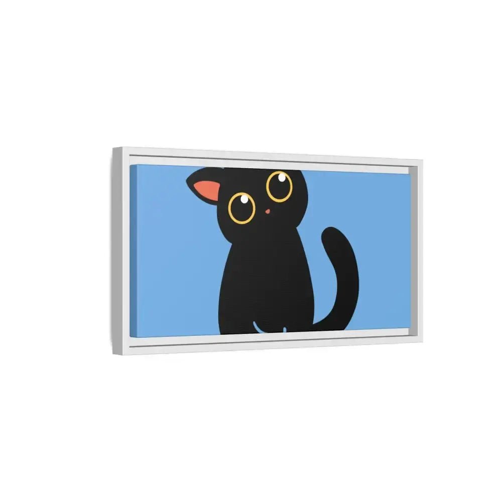 Adorable Black Cat Framed Canvas Art – Perfect for Cat Lovers - FloofChonk