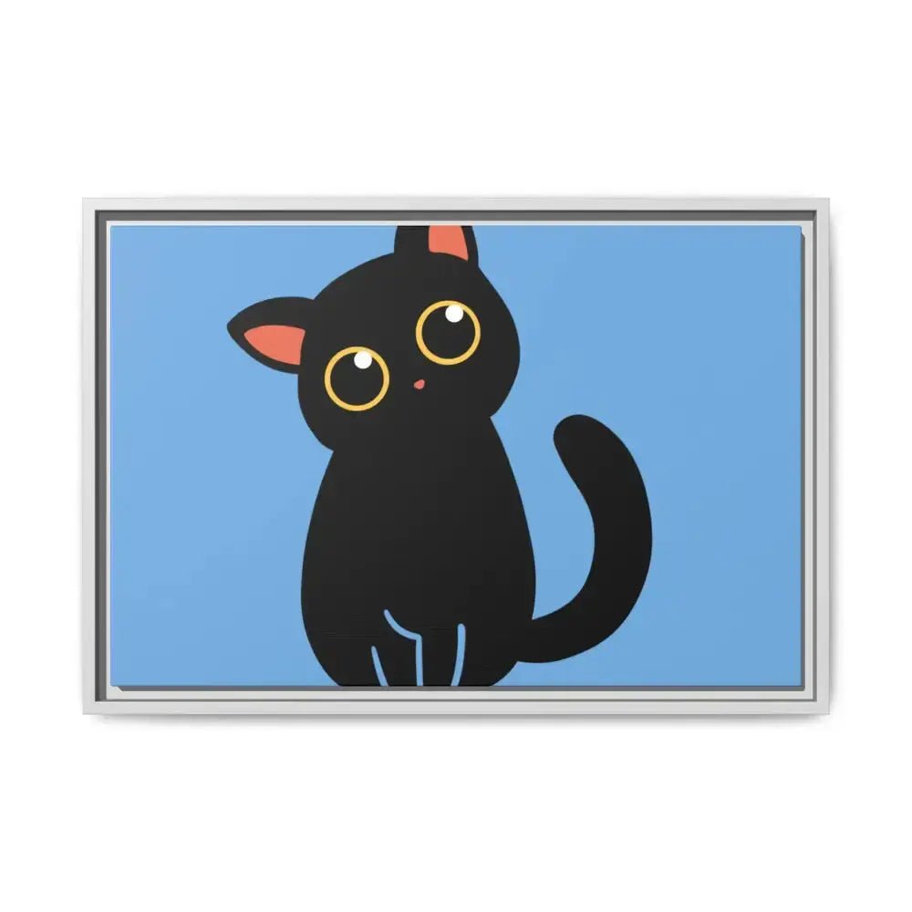 Adorable Black Cat Framed Canvas Art – Perfect for Cat Lovers - FloofChonk
