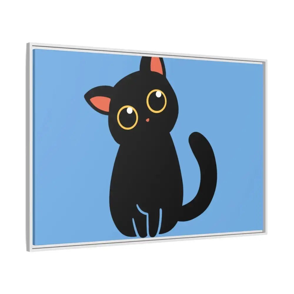 Adorable Black Cat Framed Canvas Art – Perfect for Cat Lovers - FloofChonk