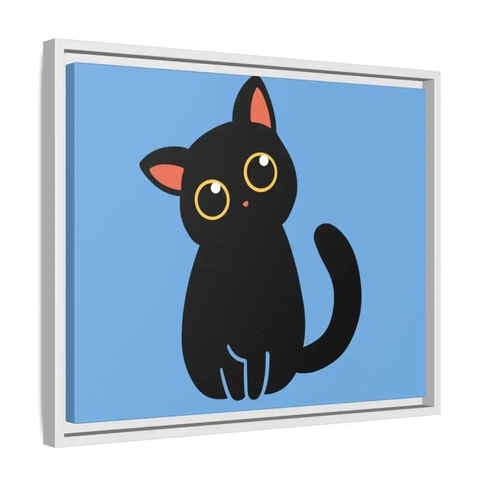 Adorable Black Cat Framed Canvas Art – Perfect for Cat Lovers - FloofChonk