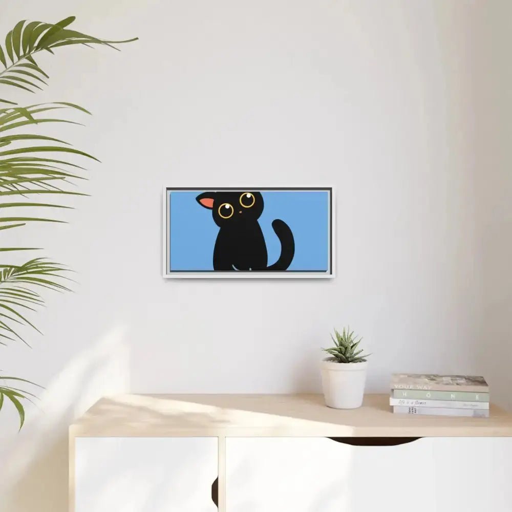 Adorable Black Cat Framed Canvas Art – Perfect for Cat Lovers - FloofChonk