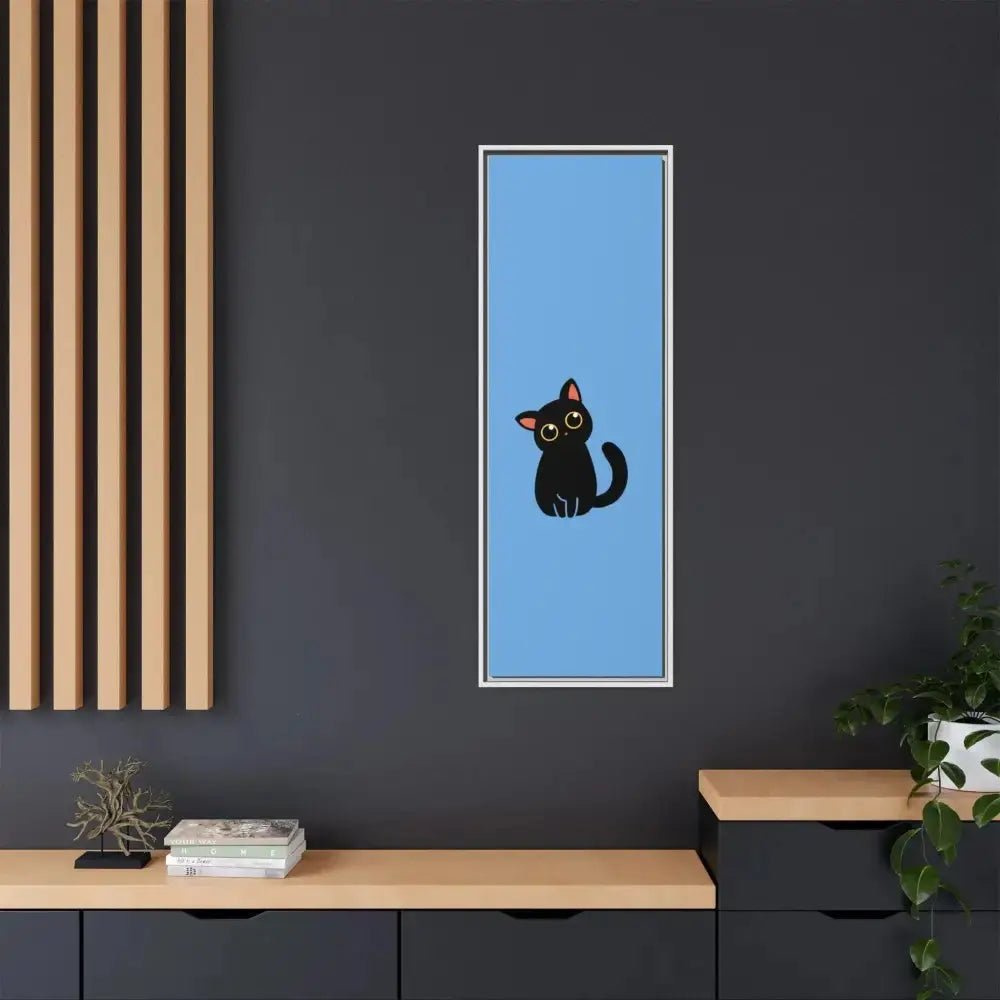 Adorable Black Cat Framed Canvas Art – Perfect for Cat Lovers - FloofChonk