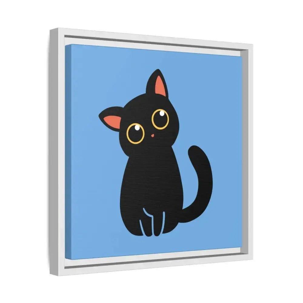 Adorable Black Cat Framed Canvas Art – Perfect for Cat Lovers - FloofChonk