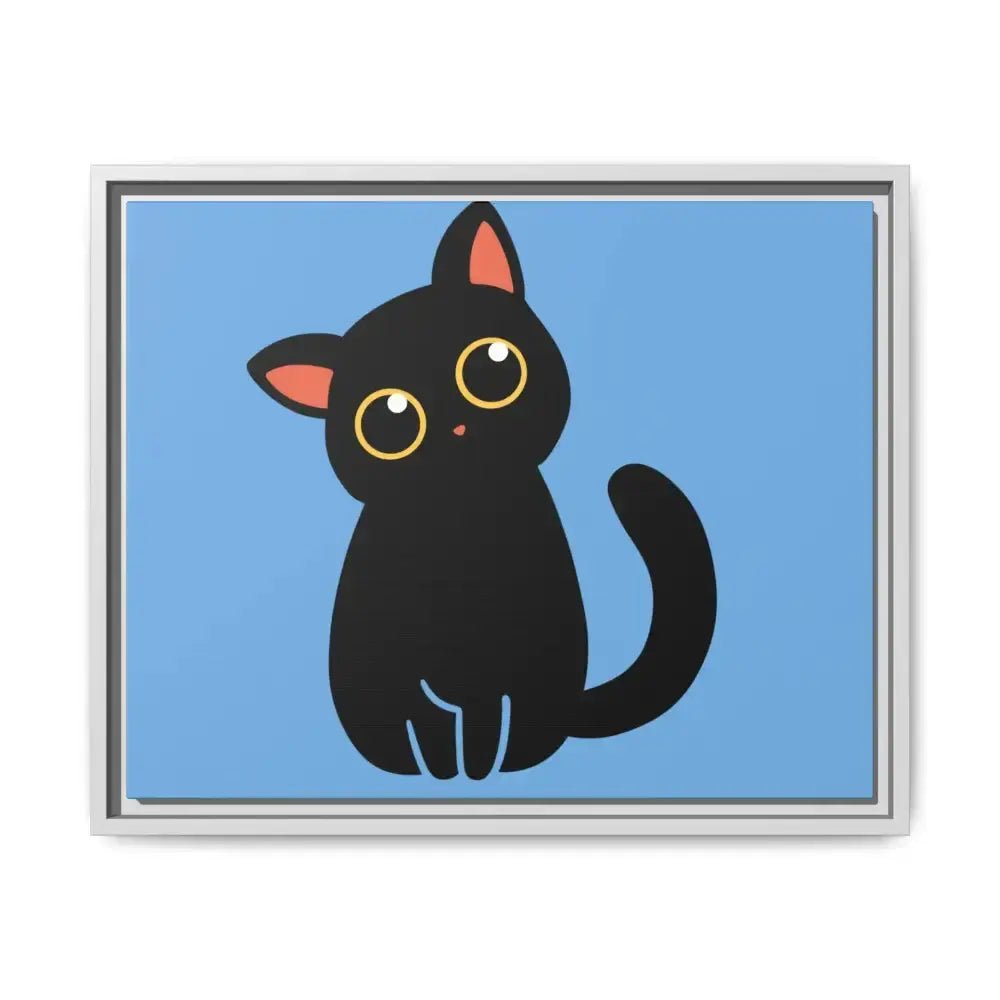 Adorable Black Cat Framed Canvas Art – Perfect for Cat Lovers - FloofChonk