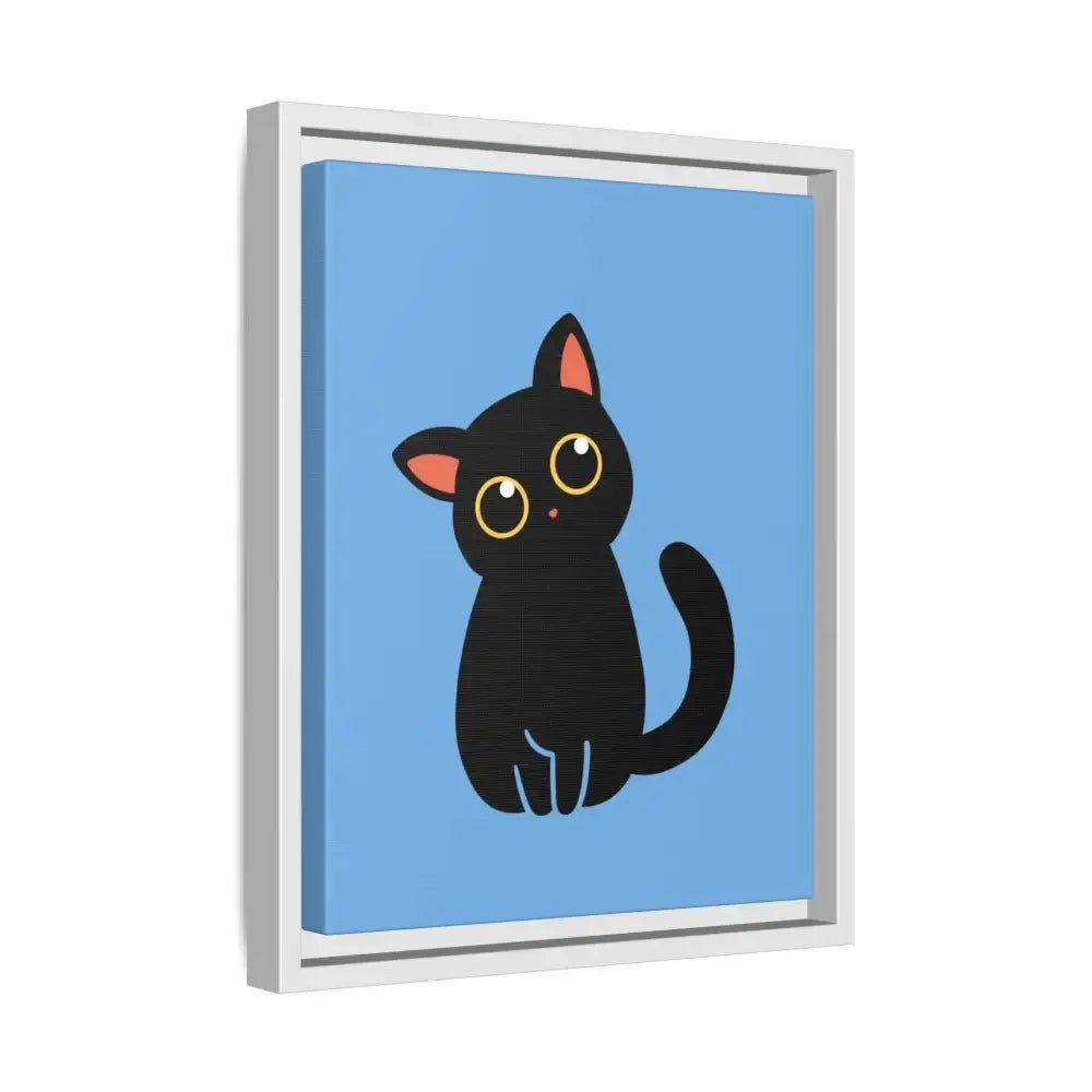Adorable Black Cat Framed Canvas Art – Perfect for Cat Lovers - FloofChonk