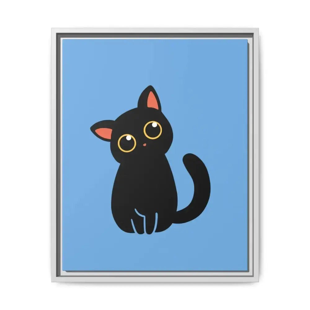 Adorable Black Cat Framed Canvas Art – Perfect for Cat Lovers - FloofChonk