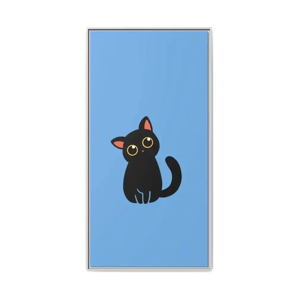 Adorable Black Cat Framed Canvas Art – Perfect for Cat Lovers - FloofChonk