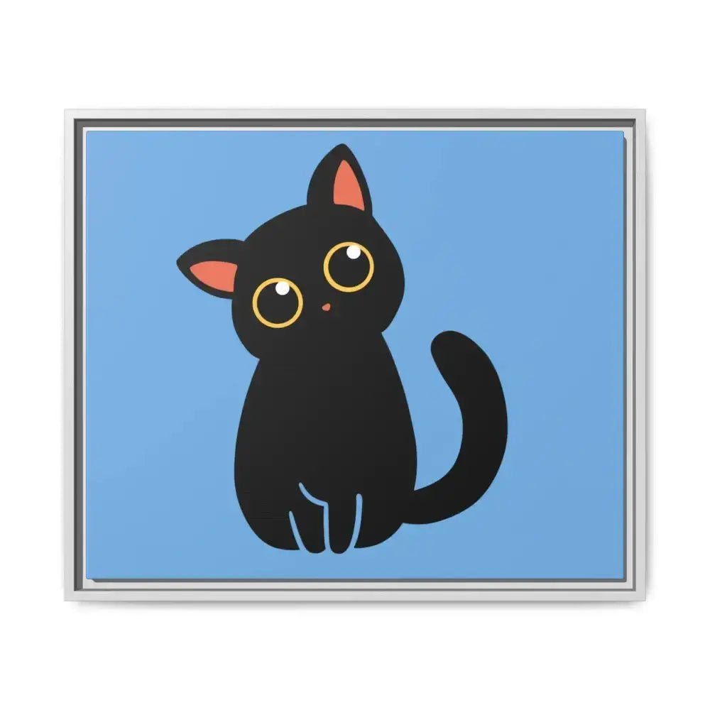 Adorable Black Cat Framed Canvas Art – Perfect for Cat Lovers - FloofChonk