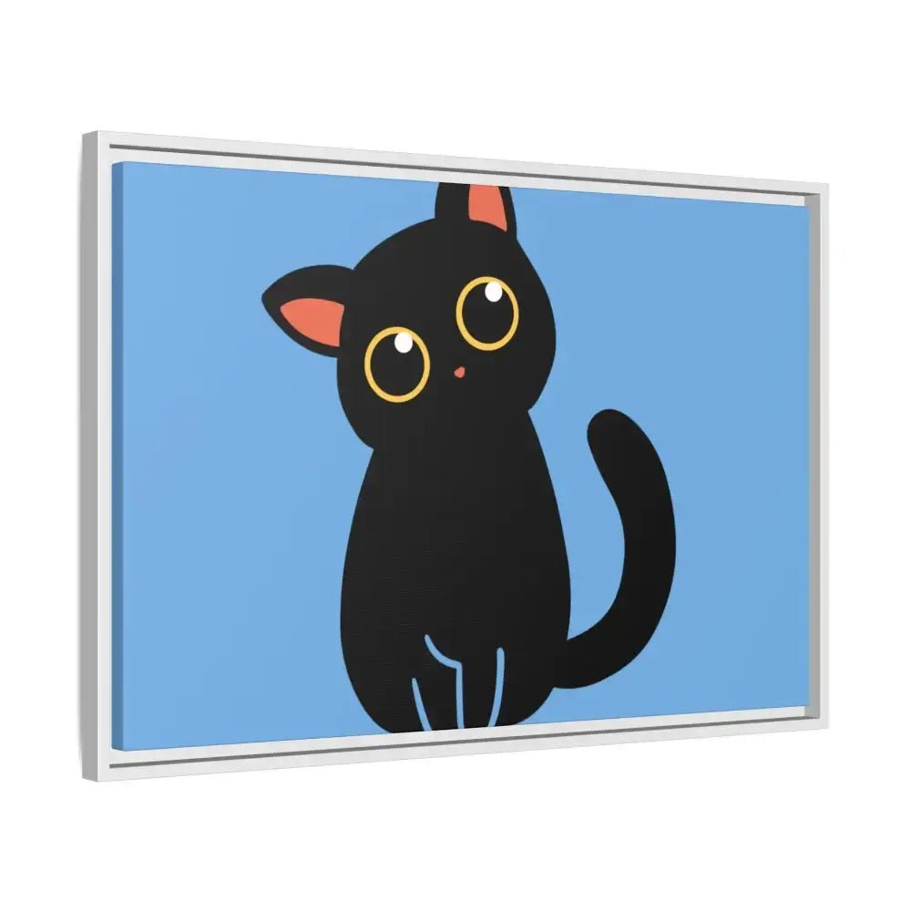 Adorable Black Cat Framed Canvas Art – Perfect for Cat Lovers - FloofChonk