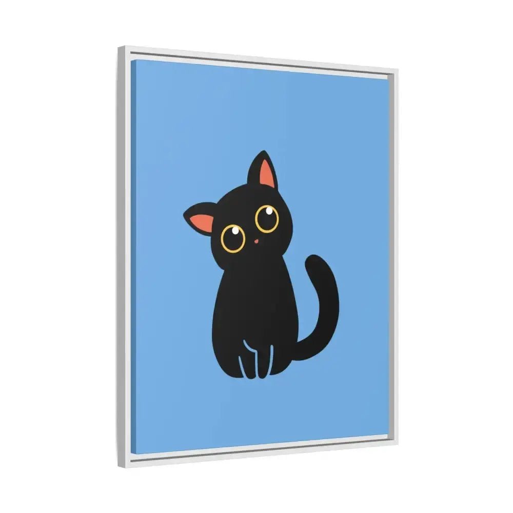 Adorable Black Cat Framed Canvas Art – Perfect for Cat Lovers - FloofChonk