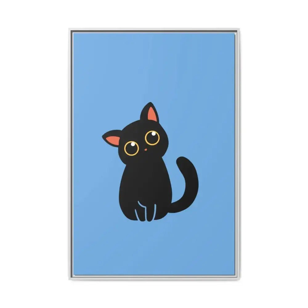 Adorable Black Cat Framed Canvas Art – Perfect for Cat Lovers - FloofChonk
