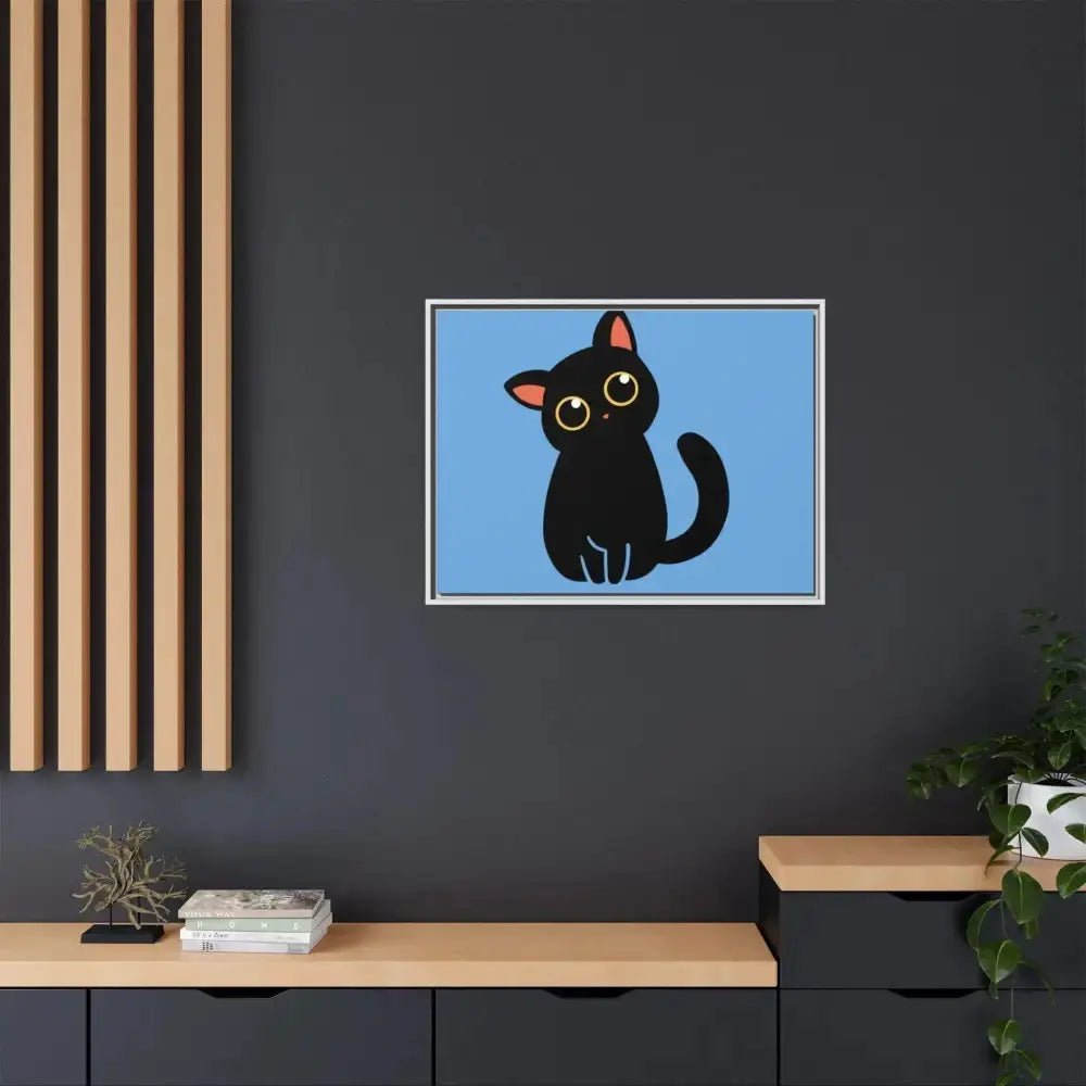 Adorable Black Cat Framed Canvas Art – Perfect for Cat Lovers - FloofChonk