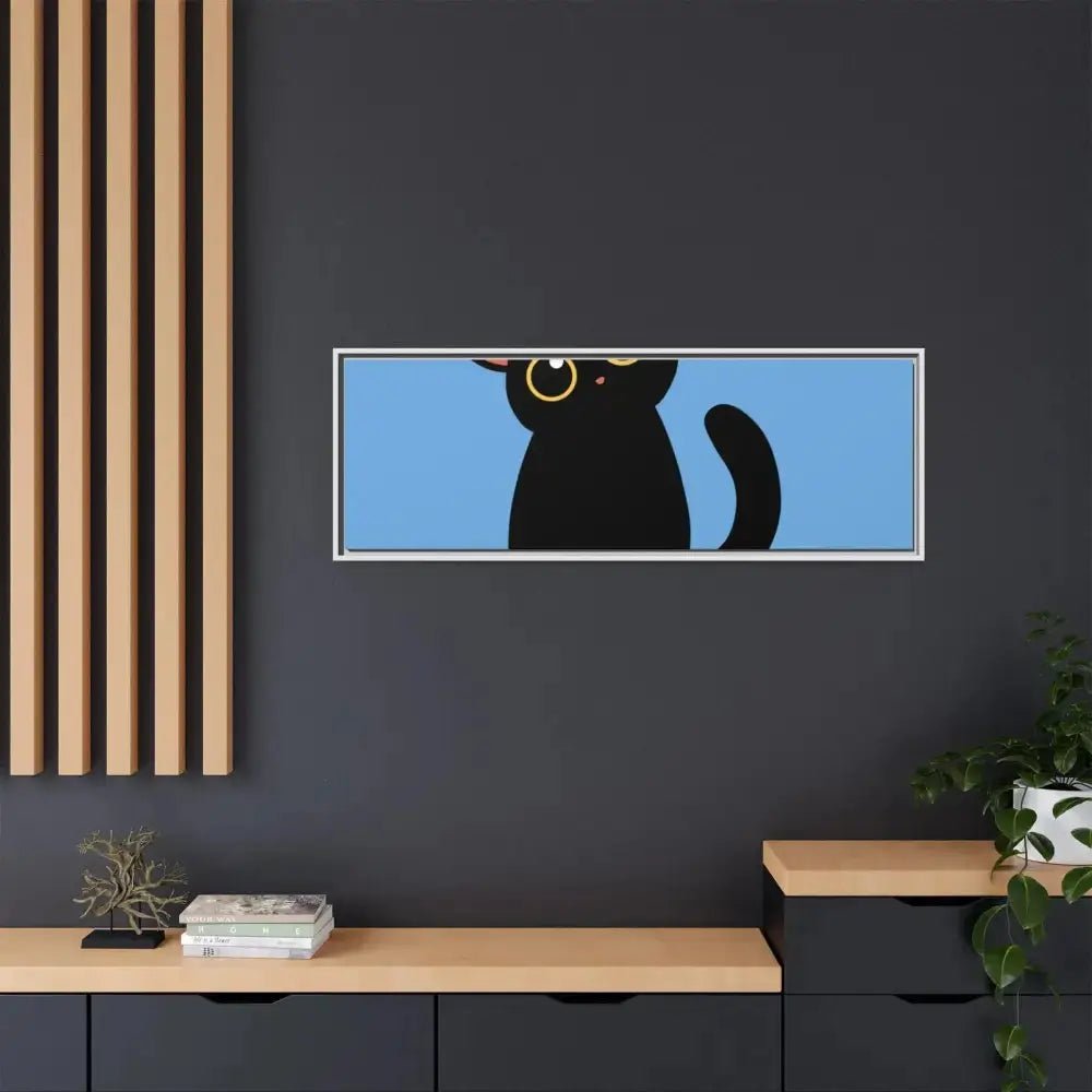 Adorable Black Cat Framed Canvas Art – Perfect for Cat Lovers - FloofChonk