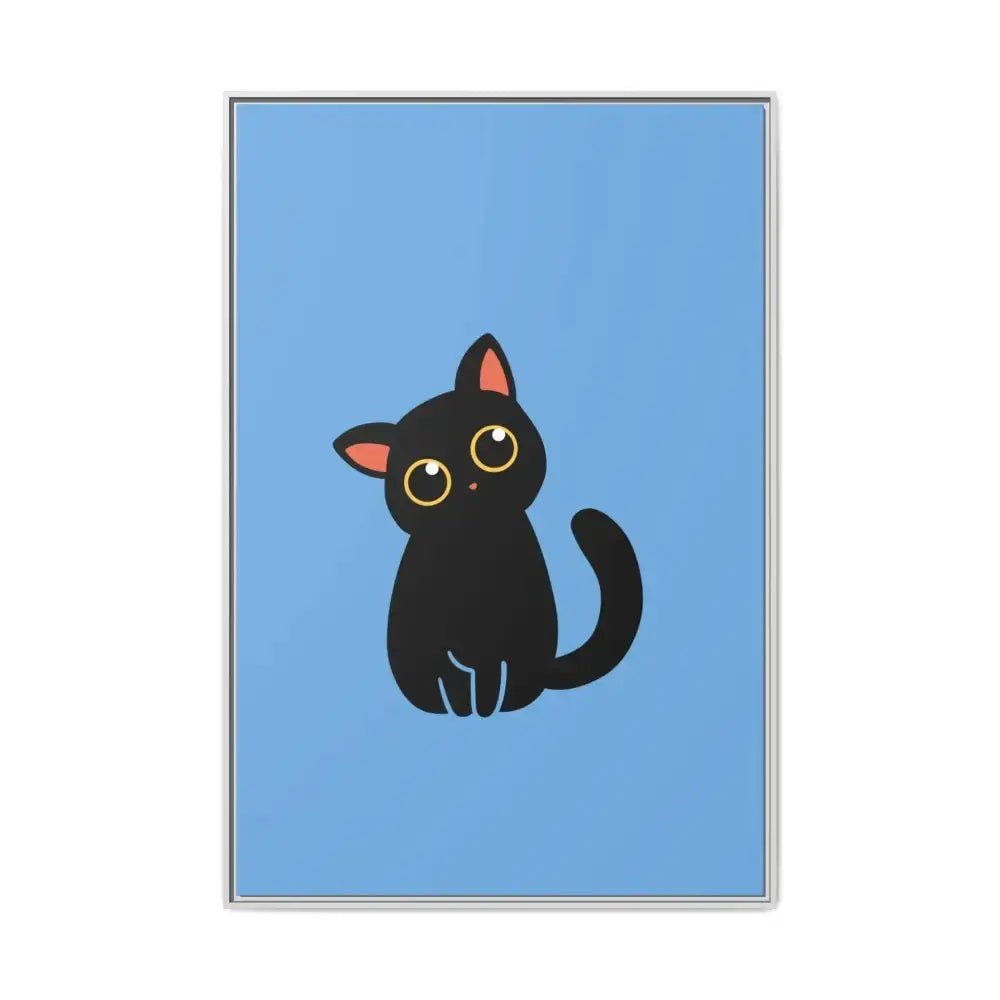 Adorable Black Cat Framed Canvas Art – Perfect for Cat Lovers - FloofChonk