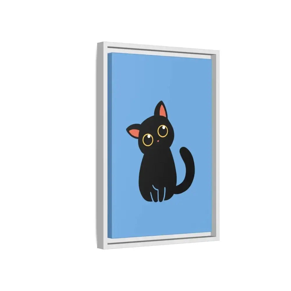 Adorable Black Cat Framed Canvas Art – Perfect for Cat Lovers - FloofChonk