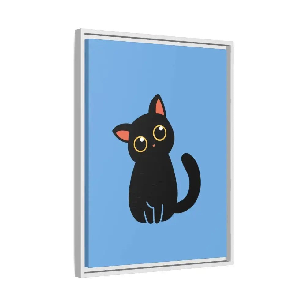 Adorable Black Cat Framed Canvas Art – Perfect for Cat Lovers - FloofChonk