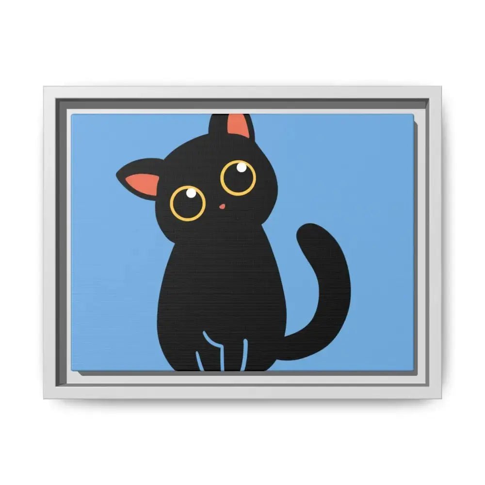 Adorable Black Cat Framed Canvas Art – Perfect for Cat Lovers - FloofChonk