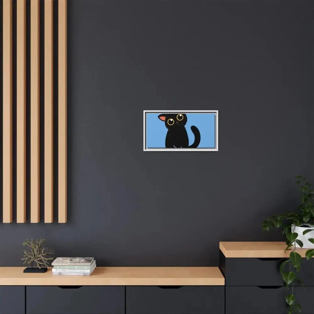 Adorable Black Cat Framed Canvas Art – Perfect for Cat Lovers - FloofChonk