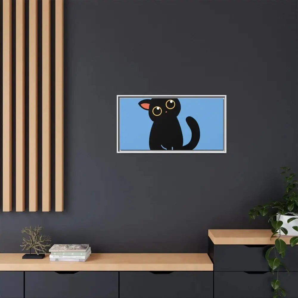 Adorable Black Cat Framed Canvas Art – Perfect for Cat Lovers - FloofChonk
