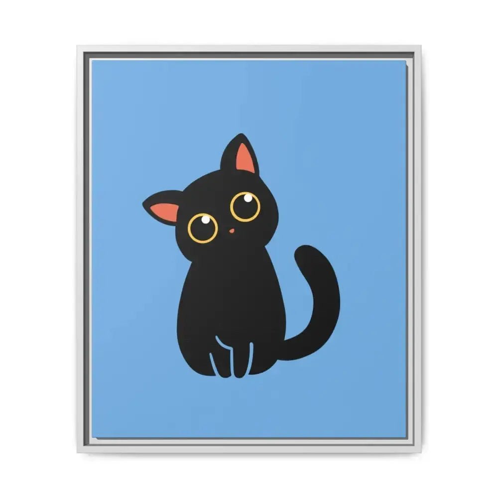 Adorable Black Cat Framed Canvas Art – Perfect for Cat Lovers - FloofChonk