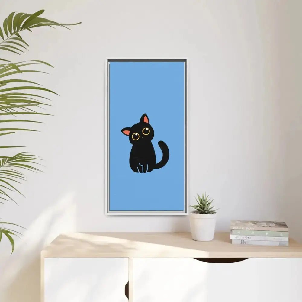 Adorable Black Cat Framed Canvas Art – Perfect for Cat Lovers - FloofChonk
