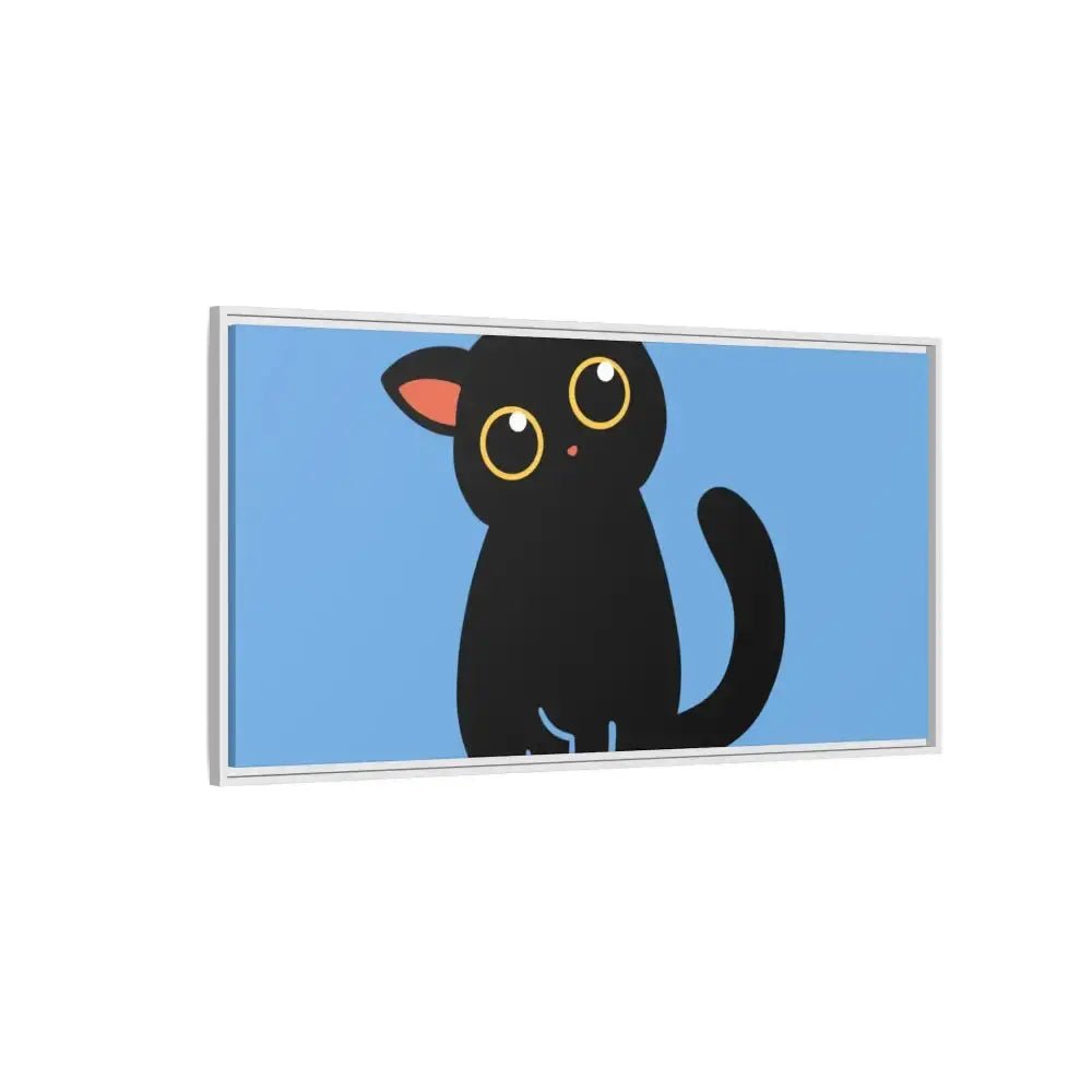 Adorable Black Cat Framed Canvas Art – Perfect for Cat Lovers - FloofChonk