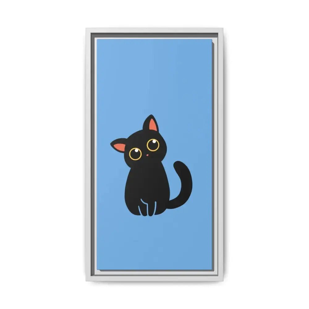 Adorable Black Cat Framed Canvas Art – Perfect for Cat Lovers - FloofChonk