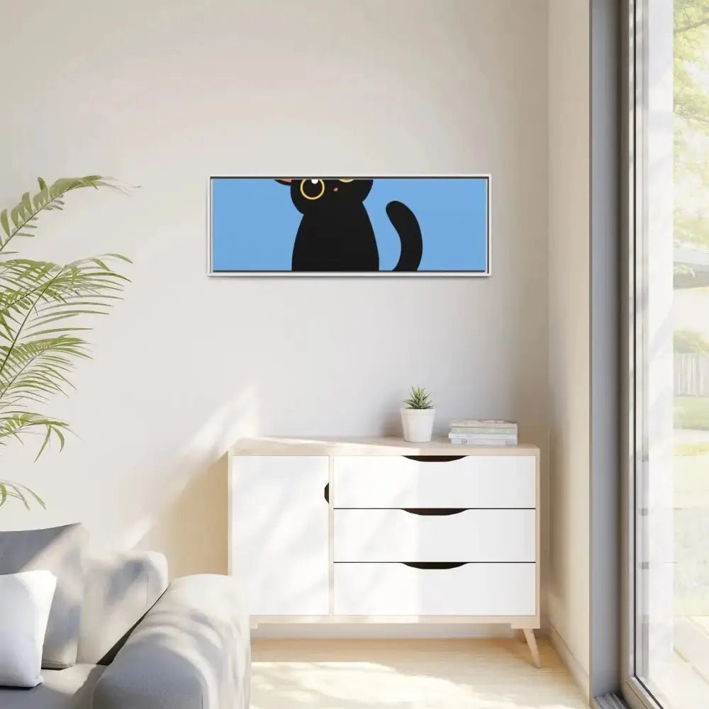 Adorable Black Cat Framed Canvas Art – Perfect for Cat Lovers - FloofChonk