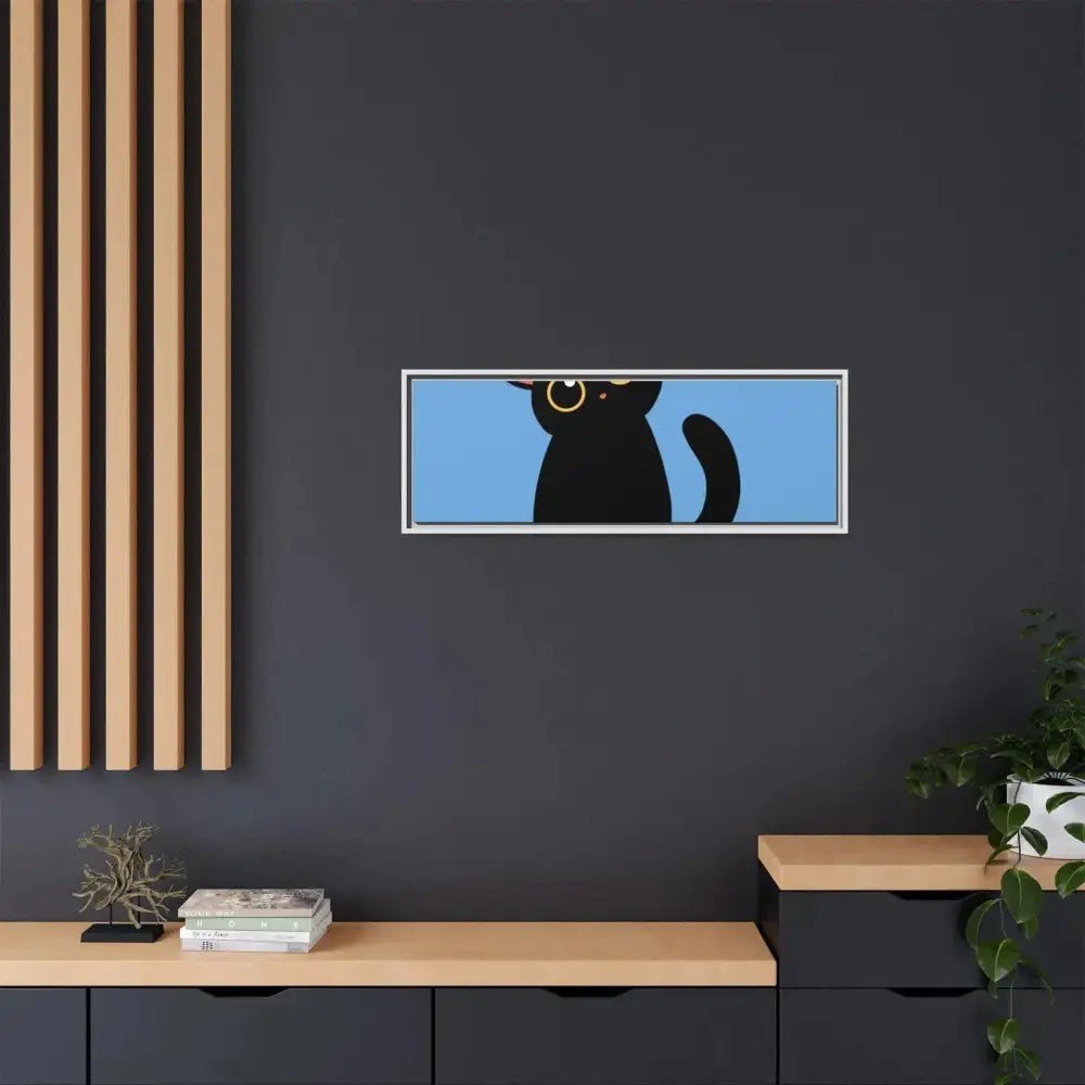 Adorable Black Cat Framed Canvas Art – Perfect for Cat Lovers - FloofChonk