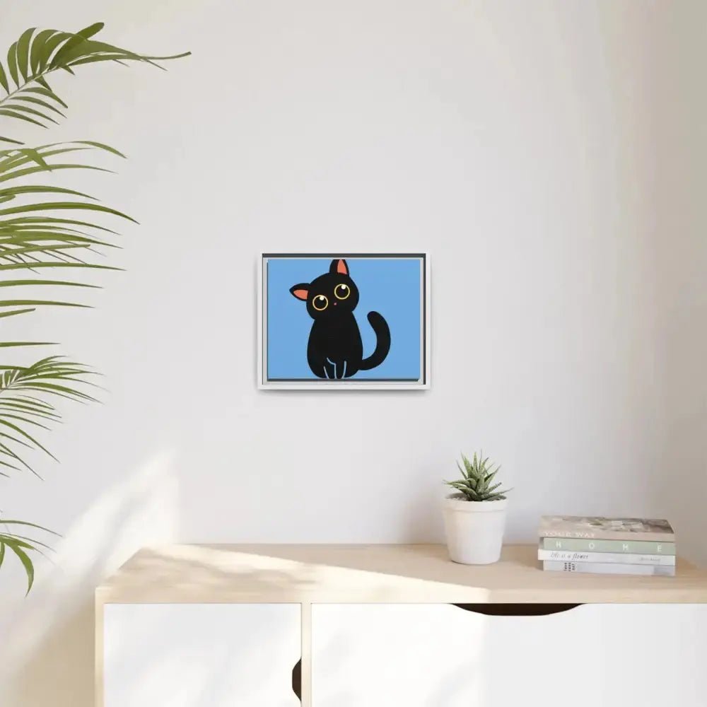 Adorable Black Cat Framed Canvas Art – Perfect for Cat Lovers - FloofChonk