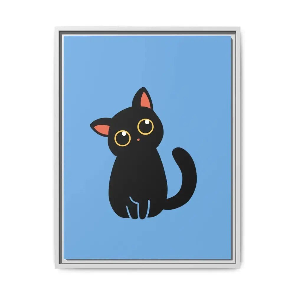 Adorable Black Cat Framed Canvas Art – Perfect for Cat Lovers - FloofChonk