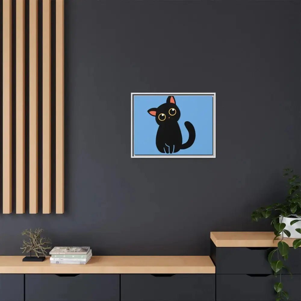 Adorable Black Cat Framed Canvas Art – Perfect for Cat Lovers - FloofChonk
