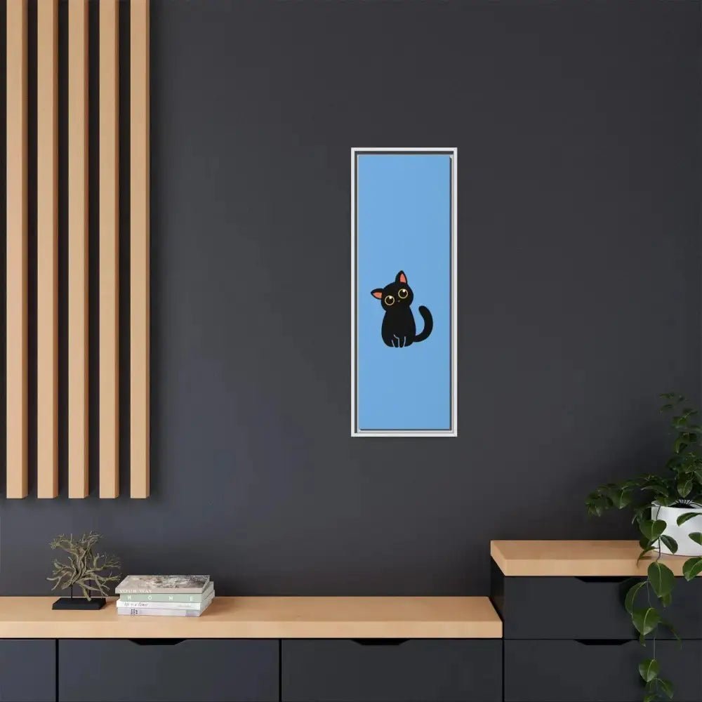 Adorable Black Cat Framed Canvas Art – Perfect for Cat Lovers - FloofChonk