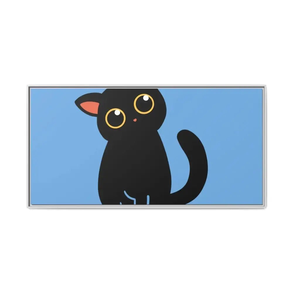 Adorable Black Cat Framed Canvas Art – Perfect for Cat Lovers - FloofChonk