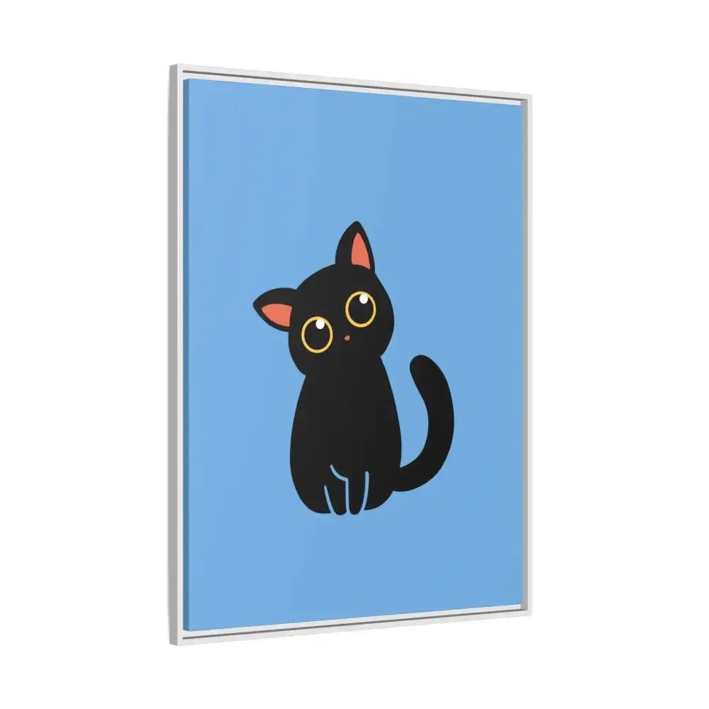 Adorable Black Cat Framed Canvas Art – Perfect for Cat Lovers - FloofChonk