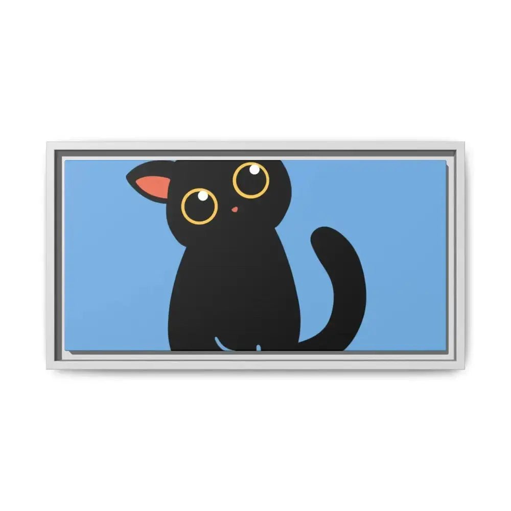 Adorable Black Cat Framed Canvas Art – Perfect for Cat Lovers - FloofChonk