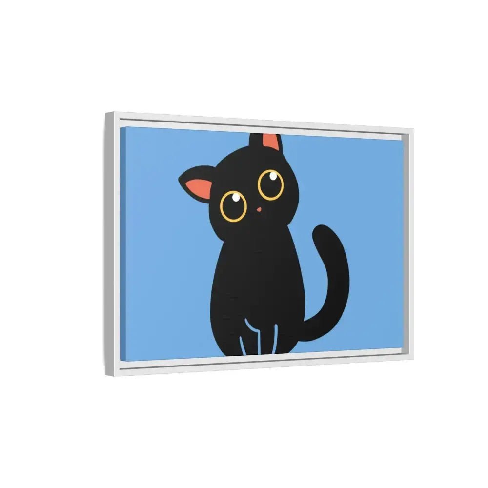 Adorable Black Cat Framed Canvas Art – Perfect for Cat Lovers - FloofChonk