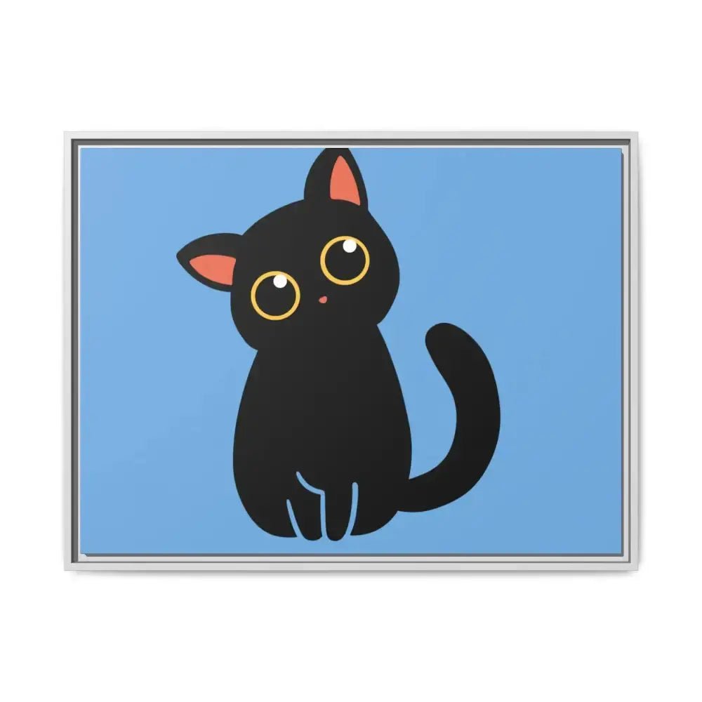 Adorable Black Cat Framed Canvas Art – Perfect for Cat Lovers - FloofChonk