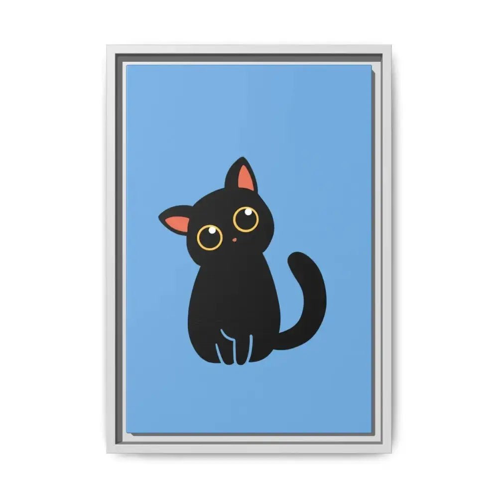 Adorable Black Cat Framed Canvas Art – Perfect for Cat Lovers - FloofChonk