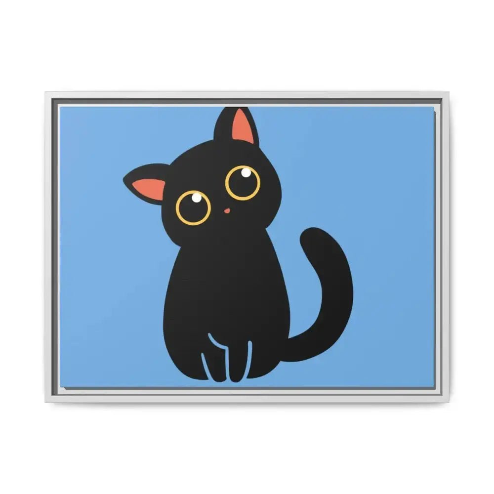 Adorable Black Cat Framed Canvas Art – Perfect for Cat Lovers - FloofChonk