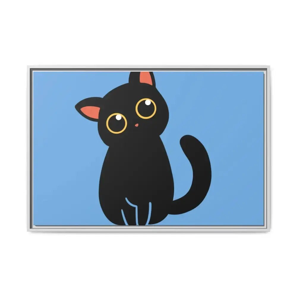 Adorable Black Cat Framed Canvas Art – Perfect for Cat Lovers - FloofChonk