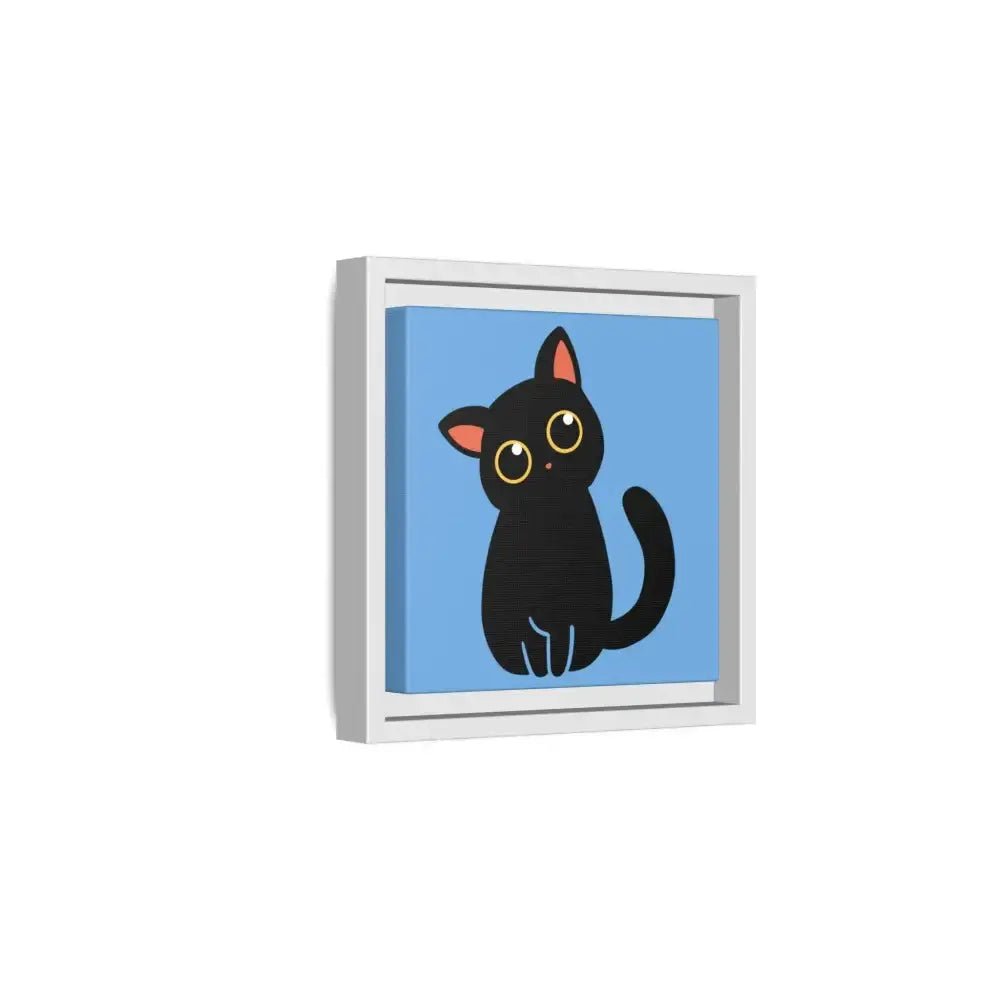 Adorable Black Cat Framed Canvas Art – Perfect for Cat Lovers - FloofChonk